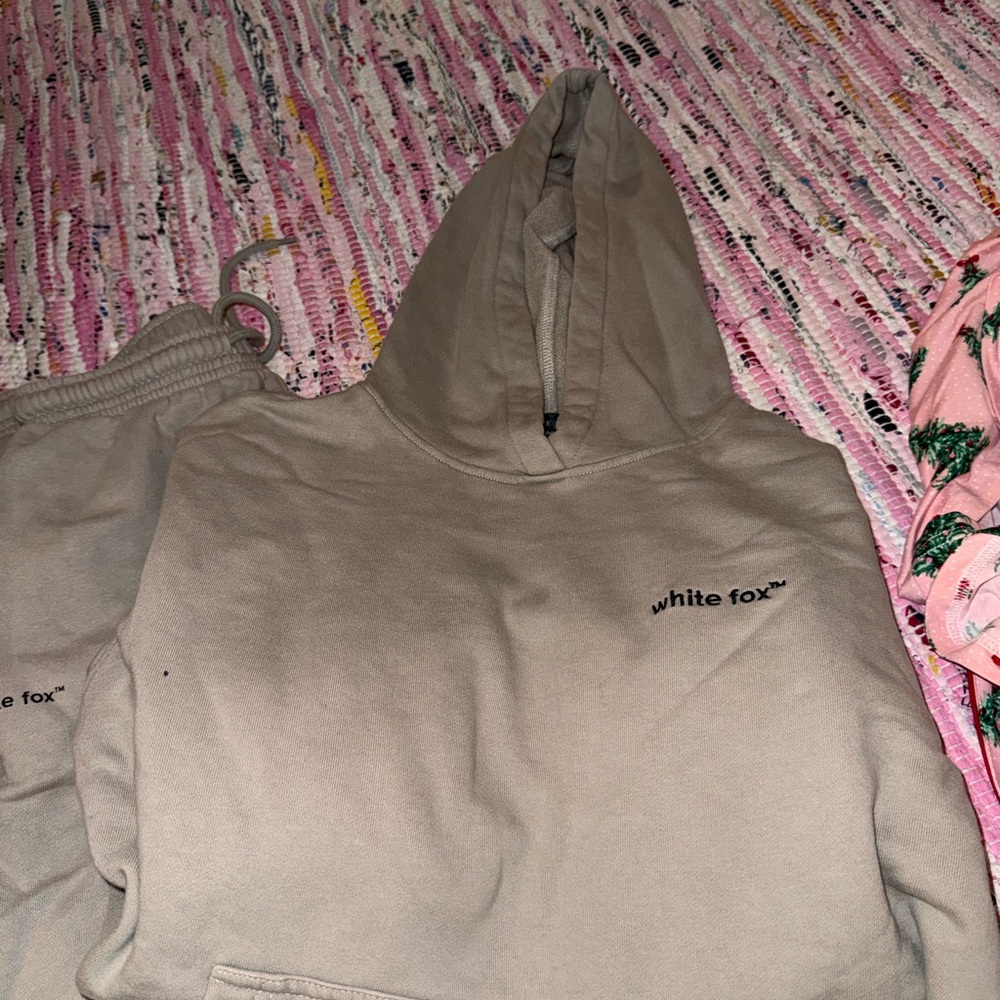 White Fox Tan Hoodie and Joggers Set